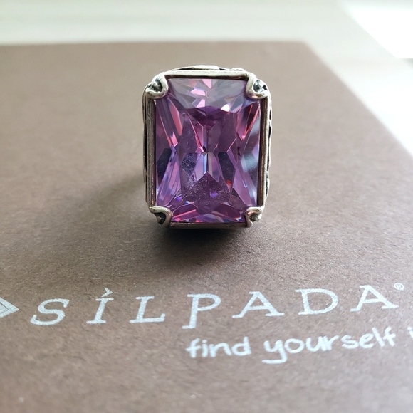 Silpada Sterling Silver Lavender Fields Purple CZ Cocktail Ring R2001 - Picture 2 of 15
